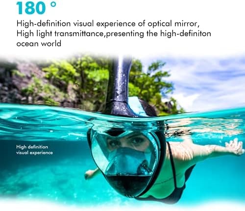 MITO Tam Yüz Şnorkel Maskesi, Şnorkel Maske Yetişkinler için Tam Yüz, 180 ° Panoramik Görünüm Şnorkel Maske ile Ayrılabilir Kamera