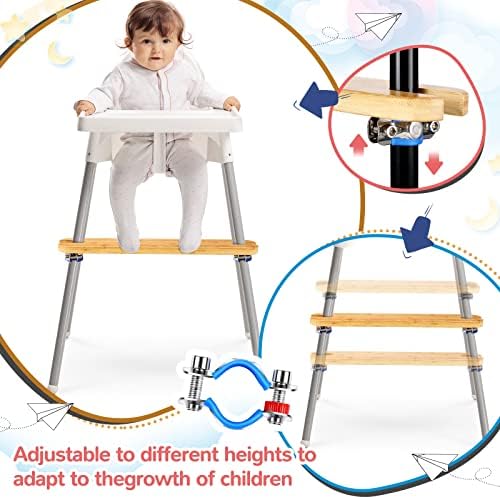 Yüksek Sandalye Ayak Istirahat Bambu Footrest Yüksek Sandalye Aksesuarları ile 2 Paslanmaz Çelik Destek Toka Firma Kelepçe için