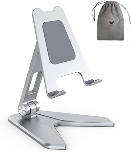 Giycafo Katlanabilir Tablet Tutucu,Ayarlanabilir Açılı Masaüstü için Kaymaz Stand,4-12.9 inç (P10mini,Gri), Gümüş Altındaki Cep