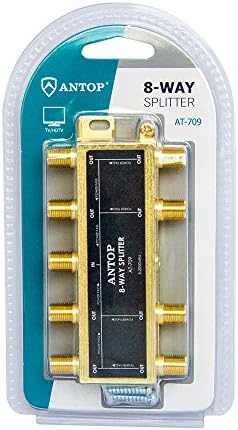 ANTOP Anten Koaksiyel Splitter 8 Yollu 2GHz - 5-2050MHz - TV ve Uydu için Düşük Kayıplı RF Splitter-18K Altın Kaplama Şasi-Tüm