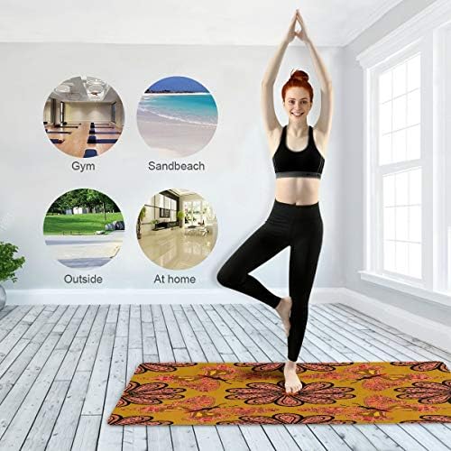 Qılmy Mandalas Doku Yoga Mat-Moda Baskı Ince Kaymaz egzersiz ve fitness matı Her Türlü Yoga, Pilates ve Zemin Egzersiz (71 x