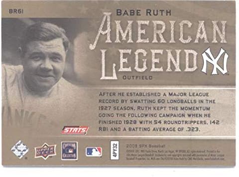 2008 SPx Babe Ruth Amerikan Efsanesi BR61 Babe Ruth New York Yankees Beyzbol Kartı SER / 1 NM-MT