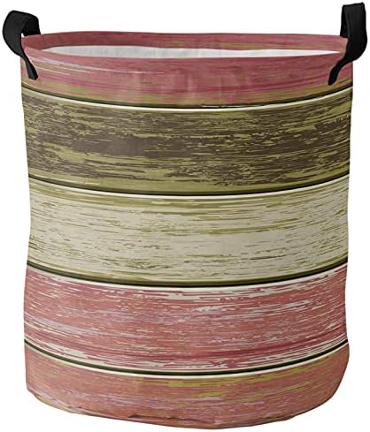Retro Ahşap Stripes Tahıl Oxford Kumaş Çamaşır Sepetleri, kırmızı Çamaşır Sepeti için Yatak Odası, çamaşır ve Banyo, 16.5 W x