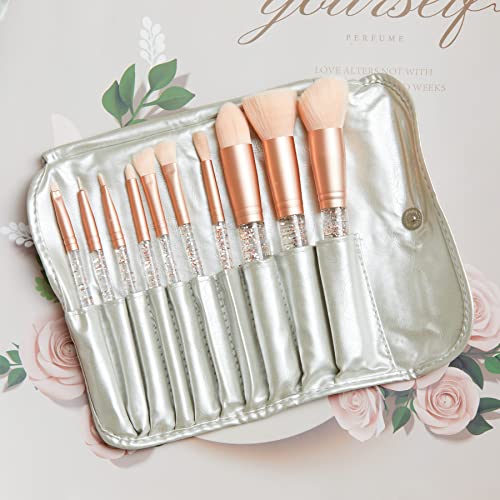 Canlı Tella Makyaj Fırçalar 10 Pcs Kristal Şeffaf Kolu Akrilik Kozmetik Fırça Seti Seyahat makyaj çantası Güzellik Aracı için