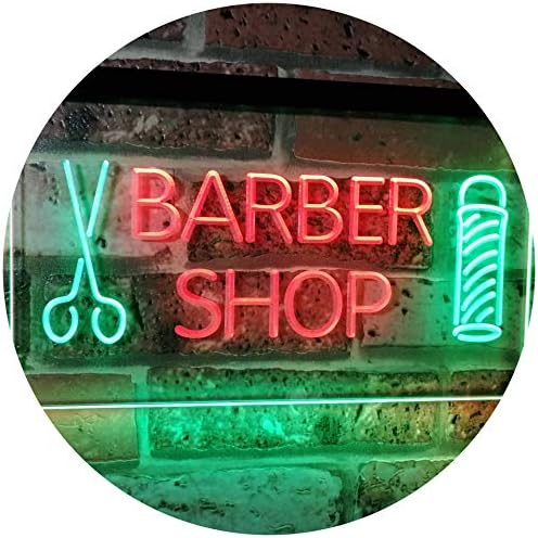 ADVPRO Berber Dükkanı Saç Kesme Makas Kutup Ekran Çift Renkli LED Neon Burcu Yeşil ve Kırmızı 12 x 8.5 st6s32-ı2044-gr