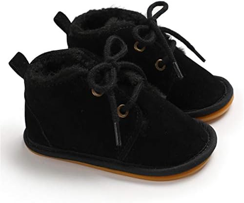 ENERCAKE Bebek Patik Yenidoğan Erkek Kız Ayakkabı Kış Sıcak Kürk Astar Kaymaz Dantel Up Prewalker Çizmeler