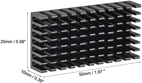 EuısdanAA Çapraz Şekilli Çentik Soğutucu için MOS GPU IC Çip Siyah 50x25x10mm 5 adet(Disipador de calor de muesca en forma de