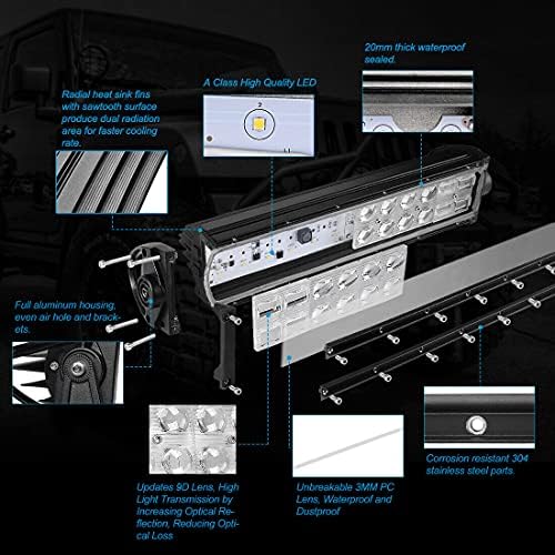 TOTMOX 42 inç 540 W Kavisli Çift Sıra LED ışık Bar Combo Kamyon OFFROAD 9D ATV SUV 40