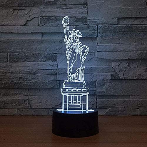 Moda hediye 3D gece ışıkları özgürlük heykeli lamba dokunmatik masa masa optik Illusion lambaları yaratıcı gece lambası