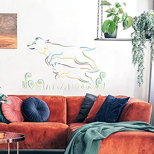 MEFOSS Renkli Köpek ve Kedi Duvar Çıkartması 28 × 20 Çıkarılabilir Yavru Kitty duvar çıkartmaları Peel ve Sopa Duvar Çıkartmaları