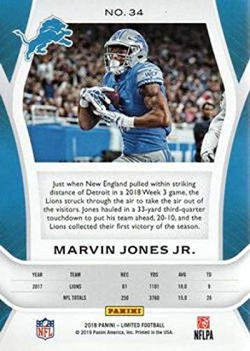 2018 Sınırlı Futbol 34 Marvin Jones Jr. Detroit Lions Panini Amerika'dan Resmi NFL Ticaret Kartı