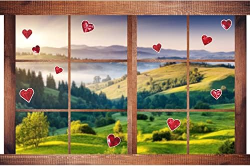 Iconikal Statik Sarılmak Pencere Süslemeleri, Aşk Elmas Kalpler, 200-Count