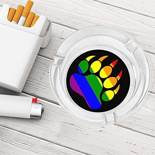 LGBT Eşcinsel Gurur Gökkuşağı Ayı Pençe Sigara Küllüğü Cam Sigara Puro kül tablası Özel Sigara Içen Tutucu Yuvarlak Kılıf