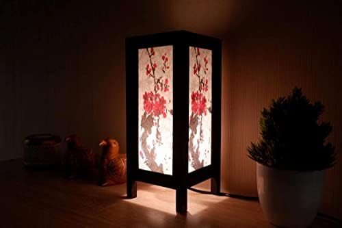 Tay Vintage El yapımı Asya Oryantal Japon Sakura kiraz çiçeği Çiçek Başucu masa ışık Ahşap Kağıt abajurlar Ev Yatak odası Modern