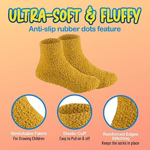 6 Pairs Sıcak Bulanık Çorap ile Çocuklar için Gripperler-Olmayan Skid Terlik Çorap Toddlers için-Debra Weitzner