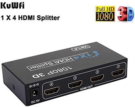 1x4 HDMI Splitter, VSVABEFV HDMI Splitter 1 4 Out Ses Video Dağıtıcı Kutusu Destek 3D & 4 K, PC ile Uyumlu, PS3 oyunları, Blu-ray
