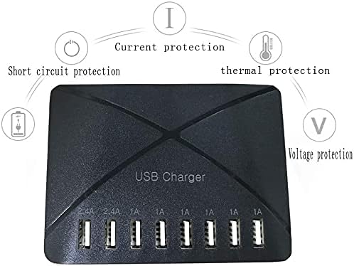 USB Şarj İstasyonu 8 Portlu Masaüstü Şarj Cihazı, Çoklu Şarj hub istasyonlarıçeşitli Cihazlar için Güvenli ve Güvenilir Ev Boyutunda