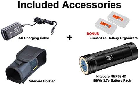 Nitecore TM28 6000 Lümen Tiny Canavar Süper Parlak 716 Yard Şarj Edilebilir LED El Feneri, NBP68HD Pil Paketi ve 2 Xlumentac