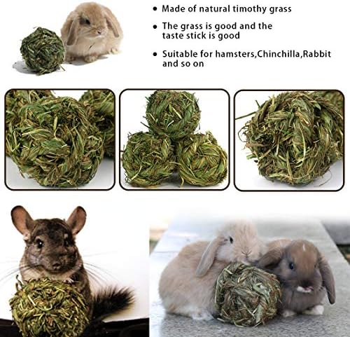 PİNVNBY 6 Paket Tavşan Çiğnemek Çim Topları, Bunny Doğal Timothy Dokuma çim Topu Diş Taşlama Aktivite Oyun için Hamster, Kürkü,