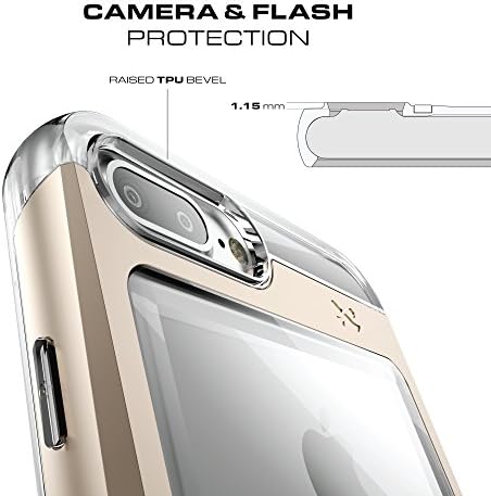 Ghostek Cloak Clear iPhone 7 Plus, İnce Metal Tampon Tasarımlı iPhone 8 Plus Kılıf Darbeye Dayanıklı Ağır Koruma Kablosuz Şarj