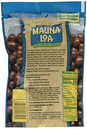 Mauna Loa Premium Hawaii Kavrulmuş Macadamia Fıstığı, Sütlü Çikolata Hindistan Cevizi Aroması, 10 Oz Torba (1 Paket)