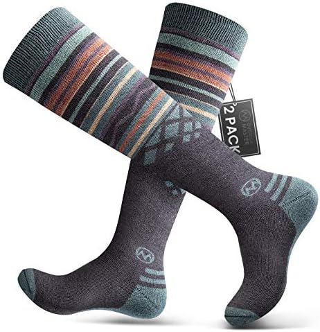 Kayak Çorap 2-Pack Merinos Yün, Buzağı Üzerinde (OTC) Kaymaz Manşet Erkekler & Kadınlar için