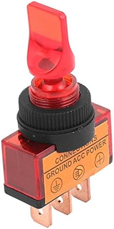 Aexıt 12VDC 20A Anahtarları Kırmızı Gösterge M12 Konu Paneli Dağı 2 Pozisyonlar SPST Mandallama Mini Geçiş Geçiş Anahtarı