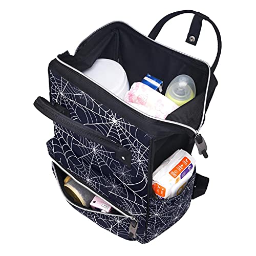 Büyük Bebek Bezi Çantası Sırt Çantası, Anne ve baba için Örümcek Web Desen Nappy Çanta Seyahat Geri Paketi