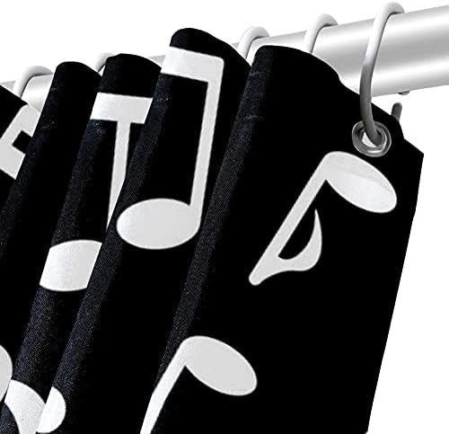 Lilibeely Su Geçirmez Yıkanabilir Polyester Kumaş Dekor Set 12 Hooks Yüzükler Duş Perdeleri için Konuk Banyo Müzik Notlar Desen