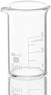 SHENYI Laboratuvar Malzemeleri 10 Pcs 5 ml Cam Beher Kimya Laboratuvar Ölçekli Laboratuvar Ölçüm için Düşük Formu Kalınlaşmış