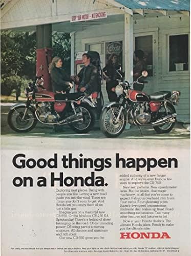 Dergi Baskı İlanı: 1974 Honda CB-550, CB-750 K4 Motosiklet, 544cc, 736cc, Standart Yol Bisikletleri, Honda'da İyi Şeyler Olur