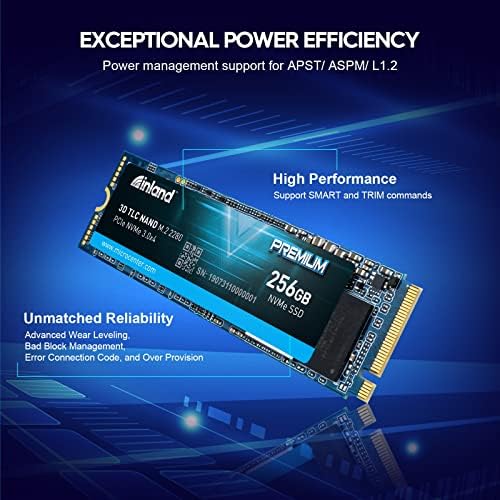 Inland Premium 256 GB 3D NAND TLC M. 2 2280 PCIe NVMe 3. 0x4 Dahili Katı Hal Sürücü, okuma / Yazma Hızı kadar 2900 MB / s ve