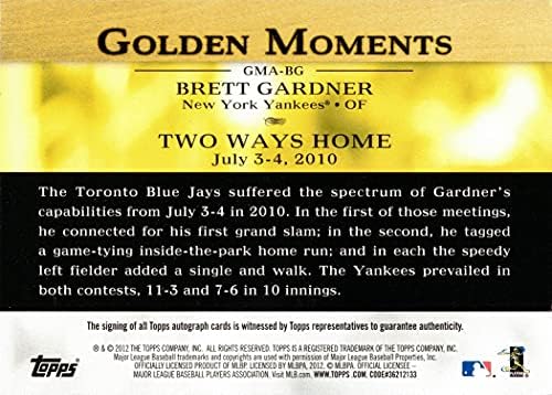 2012 Topps Altın Anlar Sertifikalı İmzalar GMA-BG Brett Gardner İmzalı Beyzbol Kartı-Darphaneden Darphaneye Yakın