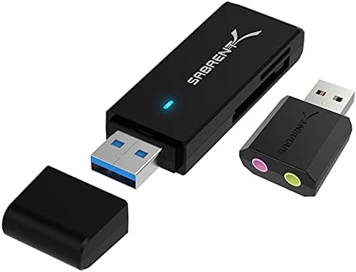 Sabrent USB 3.0 Micro SD ve SD Kart Okuyucu + Windows ve Mac için USB Harici Stereo Ses Adaptörü.