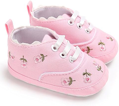 Huaaı Yenidoğan Bebek Kız Çiçek Beşik Ayakkabı Yumuşak Taban Kaymaz kanvas sneaker Bebek Sneaker Loafer'lar Yüksek Üst Ayakkabı