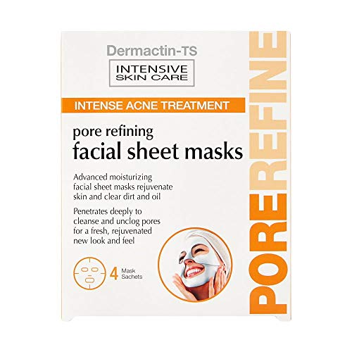 Dermactin-TS Pore Refining Facial Sheet Mask 4-Count - Cildi Gençleştirir ve Kir ve Yağı Temizler, Yoğun Akne Tedavisi, Derinlemesine