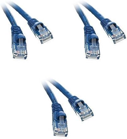 Snagless/Kalıplı Önyüklemeli eDragon Cat5e Ethernet Yama Kablosu, (6 İnç), Mavi, (3 Paket)