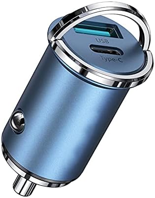 EKDJKK Araç Şarj 2 Port 45 W Soket Cep Telefonu Güvenli Adaptörü USB Çakmak Adaptörü Hızlı Hızlı Tip C USB Araç Şarj(Mavi)