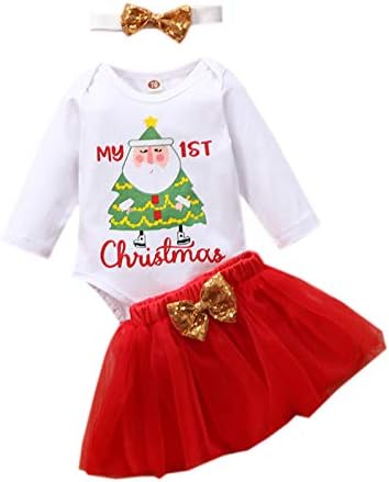MA & BEBEK 3 adet Bebek Kız Erkek Sevimli Uzun Kollu Romper Bacak Isıtıcıları Hairband Kıyafetler Noel Setleri
