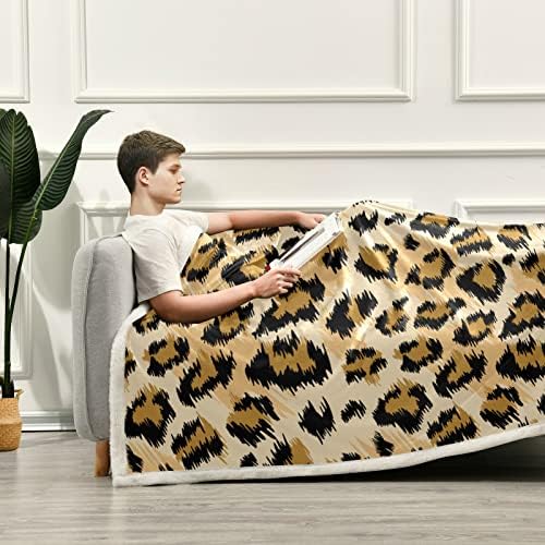 Battaniye Yatak için Moda Leopar Stilize Benekli Atmak Battaniye Çocuklar için Mevsim Kanepe Yatak Kanepe Sandalye için 76. 8x60
