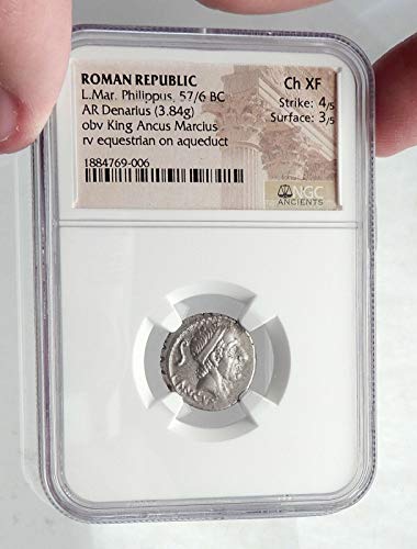 1 BU Roma Cumhuriyeti ROMA Kral Su Kemeri At Heykeli Bir Denarius Ch XF NGC