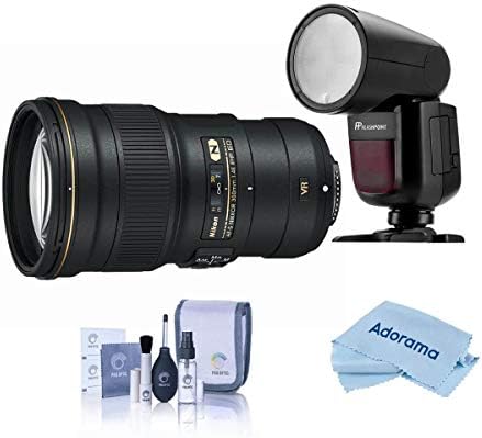 Nikon 300mm f / 4E PF ED VR AF-S NIKKOR Lens - Paket ile El Feneri Zoom Li - on X R2 TTL On-Kamera Yuvarlak El Feneri, Temizleme