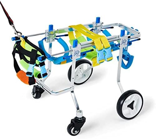 SDFGDFD Ayarlanabilir 4 Tekerlekli Köpek Arabası / Tekerlekli Sandalye, Hayvan Egzersiz Tekerlekleri, Engelli Arka Ayakları Yürüyen