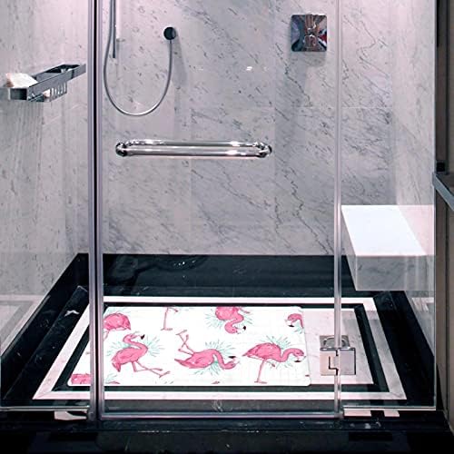Pembe Flamingolar Banyo Duş Mat Küvet Çocuk Mat (14.7x26.9 in) Vantuz ve Drenaj Delikleri ile Banyo Duşlar için, Küvet