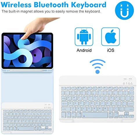 GOKOCO iPad Air 4. Nesil 10.9 İnç Klavye Kılıfı 2020 Kalem Tutuculu Kablosuz Bluetooth Klavye Kapağı Manyetik Sökülebilir iPad