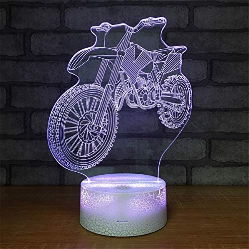Bella Evi Güzel görsel Motosiklet 7 Renk Değiştirme optik Illusion Gece lambası Crackle boya tabanı 3D Glow LED dokunmatik masa