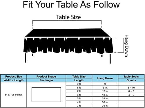 Siyah Plastik Masa Örtüleri 2 Paket Tek Kullanımlık Masa Örtüleri 54 x 108 İnç Bebek Duş Partisi Masa Örtüleri Barbekü Piknik