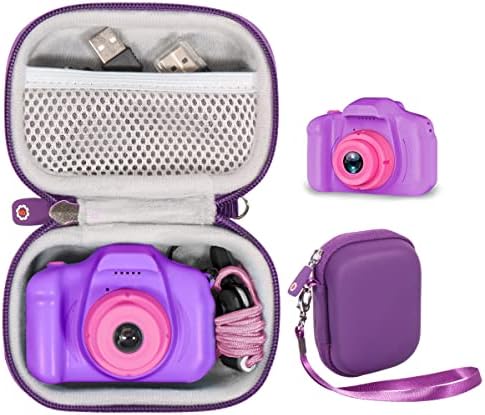 Seckton Kids Selfie Kamera için getgear Kamera kılıfı, örgü Cepli ve Çıkarılabilir Bilek Kayışı (Mor)ile seyahat çantası düzenleme