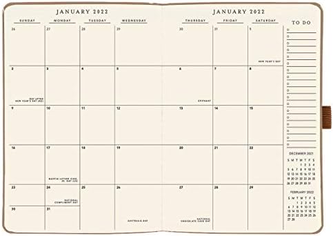 Graphique Tasarımcı Planlamacıları - 18 Aylık Tarihli Takvim - Haftalık Gündem ve Notlar içeren Deve-Vegan Deri İş Aylık Planlayıcısı-Okul,