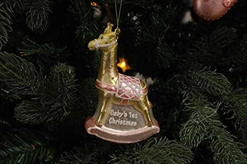 Noel Ağacı Süslemeleri için Cam Bebeğin İlk Noel Süsleri, Bebek Kız için Dekoratif Bebeğin 1. Cam Üflemeli Süsleri Asılı, Sallanan